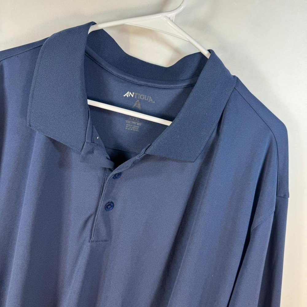 Antigua Navy Blue Long Sleeve Performance Polo Shirt XXXL Plus Size Golf Top